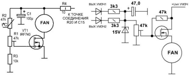 Схема управления вентилятором блока питания компьютера