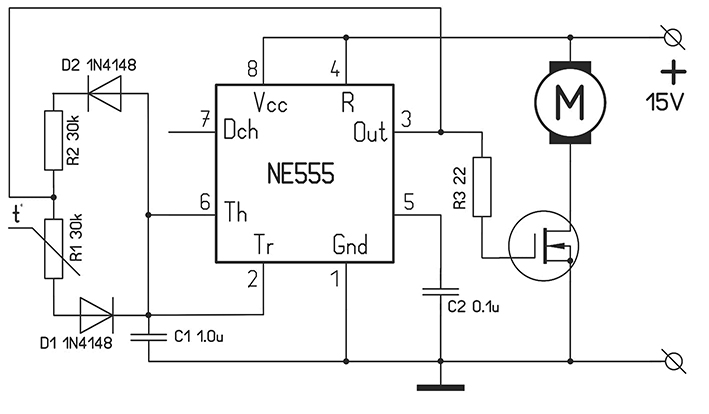 Схема управления споттером на ne555
