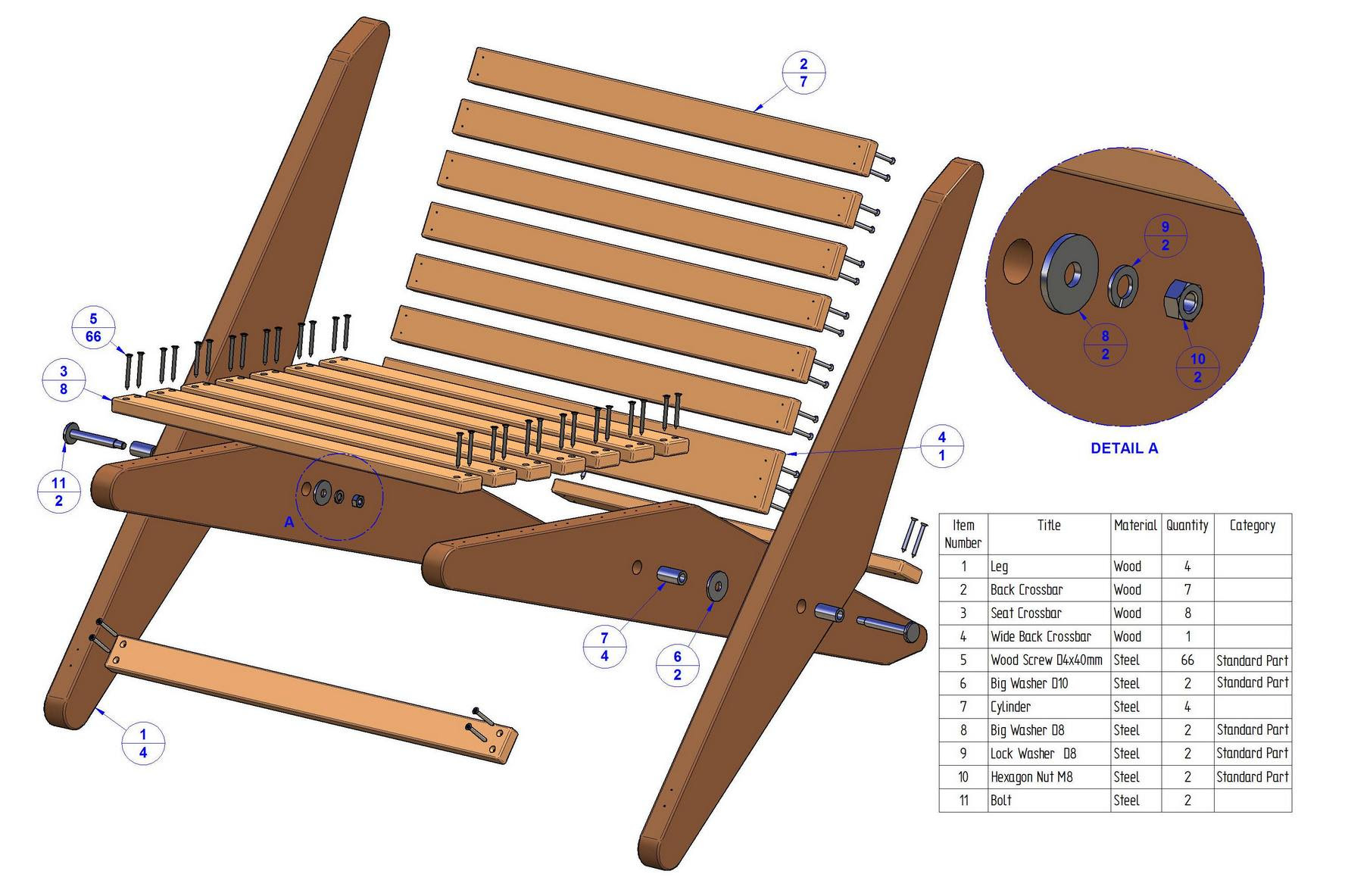 План складного кресла veritas 'Adirondack Plus' Folding Chair Plan