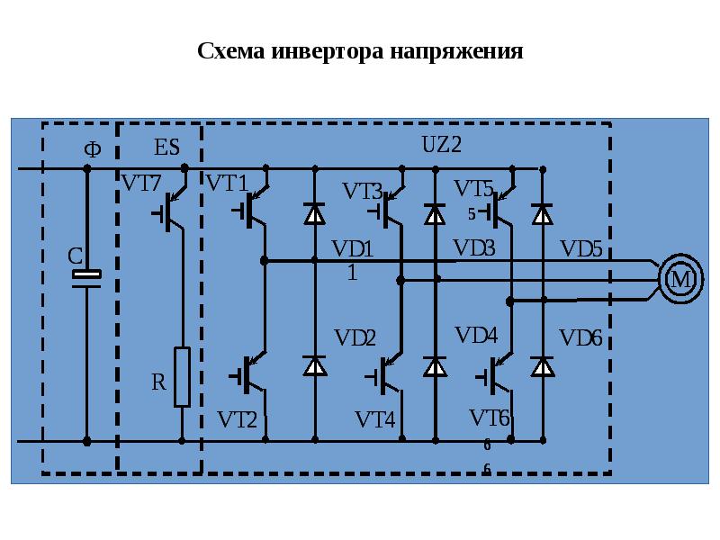 Схема автономного инвертора напряжения