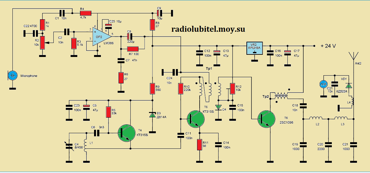 Схема средневолнового передатчика на транзисторах